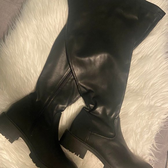 NWT  Torrid Black stretch over the knee pull up boot size 10.5 WW - Picture 2 of 4